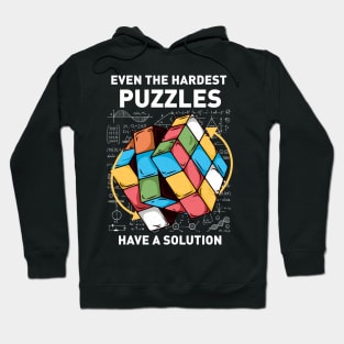 Even The Hardest Puzzles Have Solution Math Speed Cubing 4x4 Hoodie